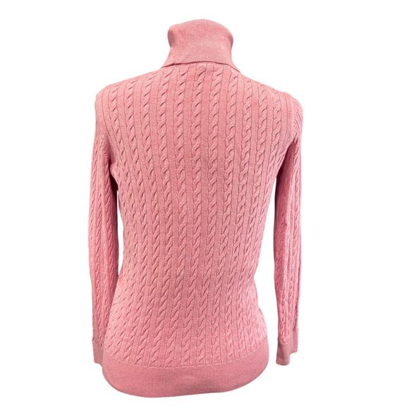 Talbots Pink Cableknit 100% cotton women's turtleneck Size S - Picture 2 of 8